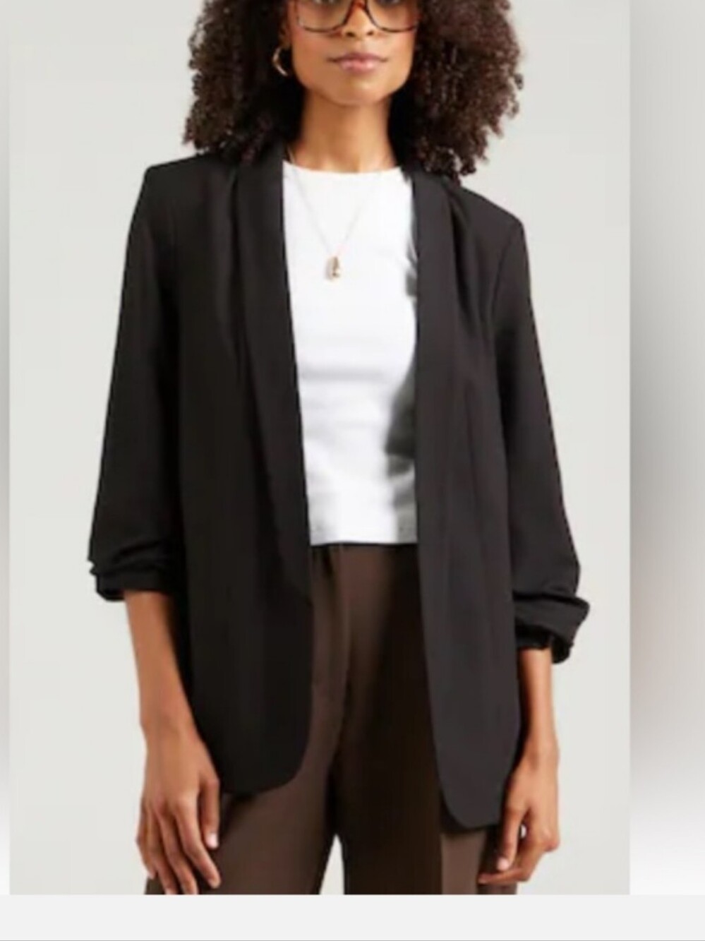 DR2 Black Open-Front Blazer Jacket